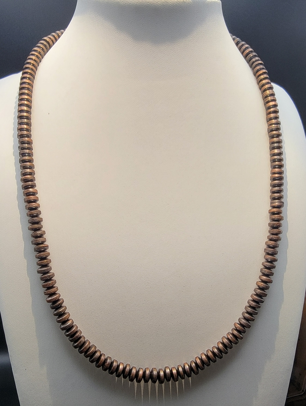 18-20" Burnished Copper Beaded Necklace 6mm Saucer Beads Southwestern Layering